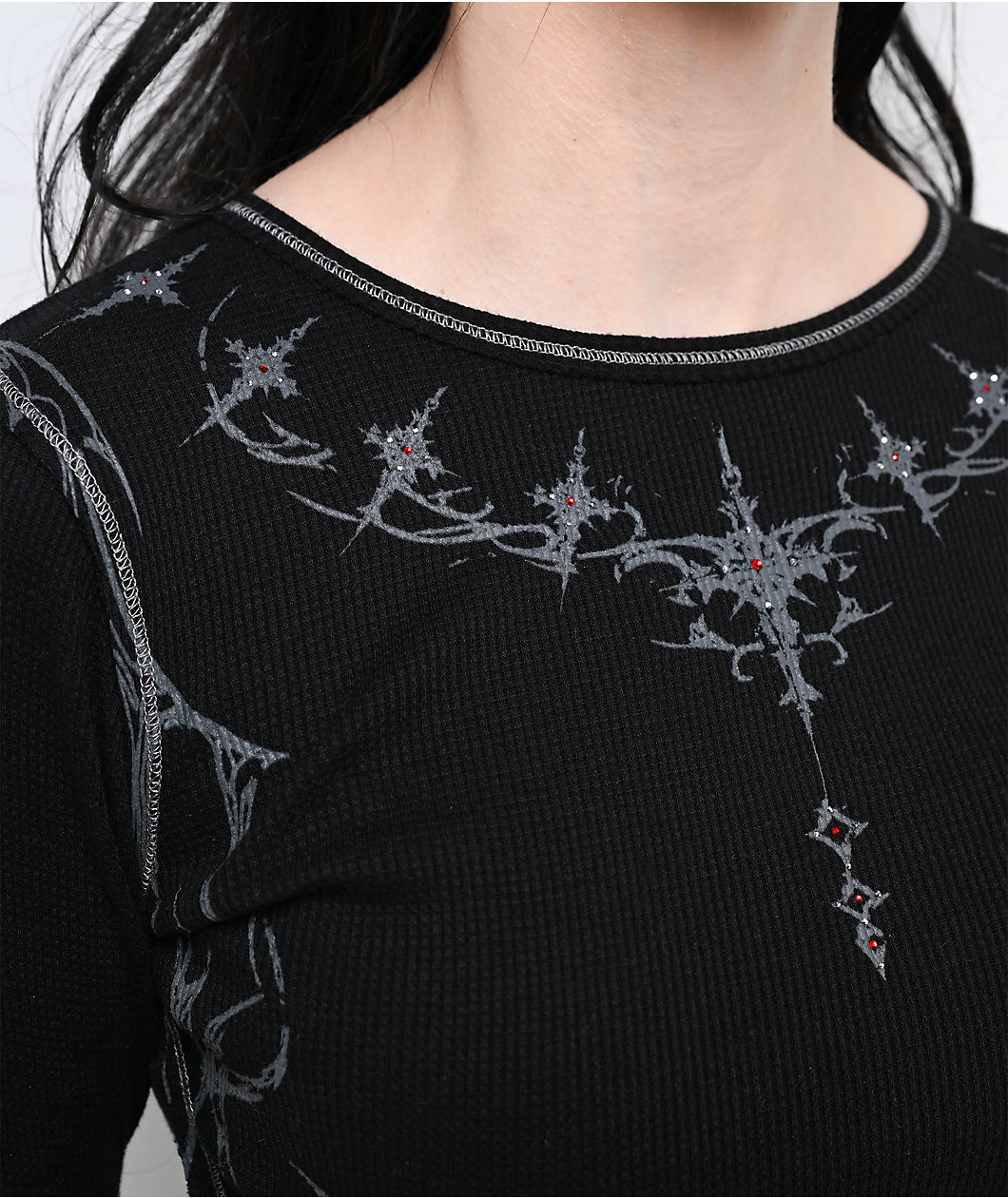 Vitriol Theo Black Thermal Long Sleeve Crop T-Shirt