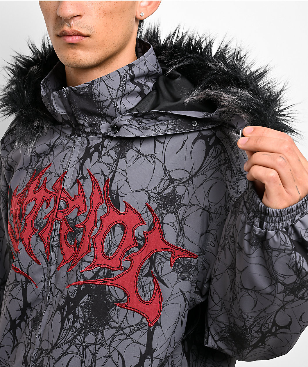 Vitriol Thorn Fur Trim Grey 10K Snowboard Jacket 2027
