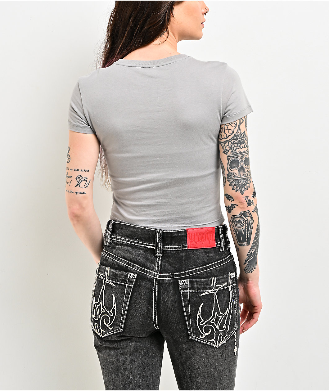 Vitriol Through The Flames Grey Crop T-Shirt