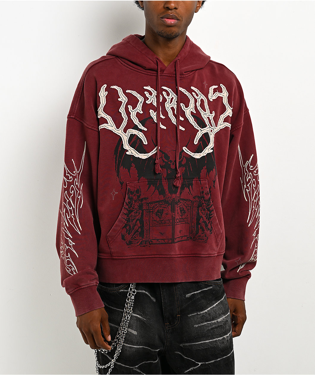 Vitriol Thunder Brown Wash Crop Zip Hoodie