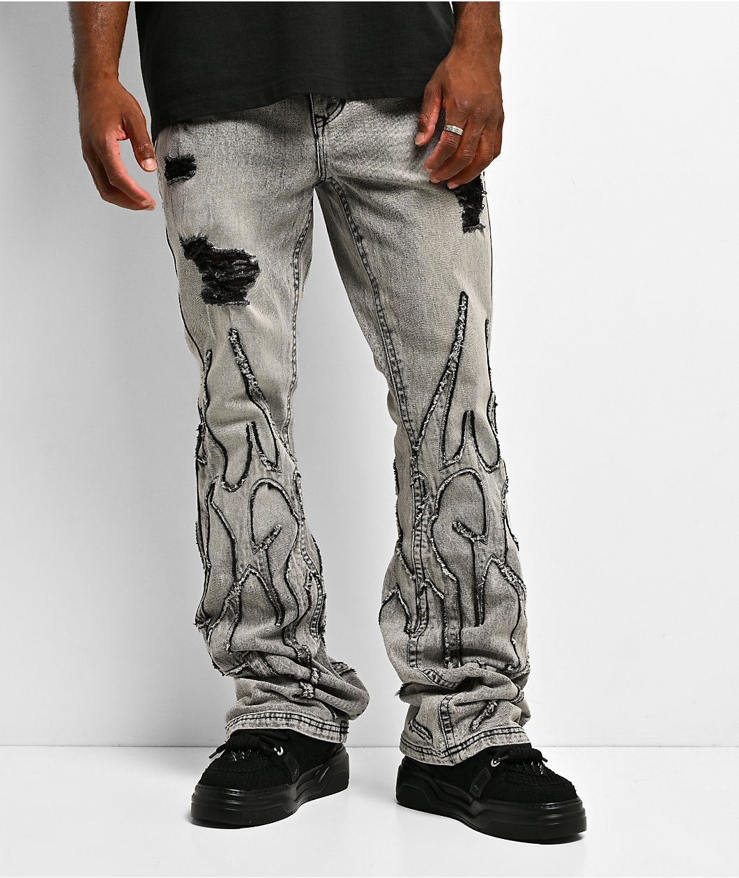 Vitriol Trench Grey Wash Skinny Flare Jeans