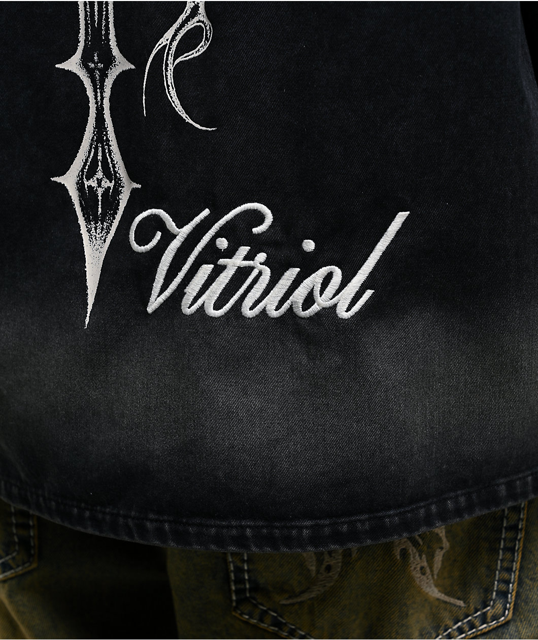 Vitriol Unravel Black Wash Woven Long Sleeve Button Up Shirt