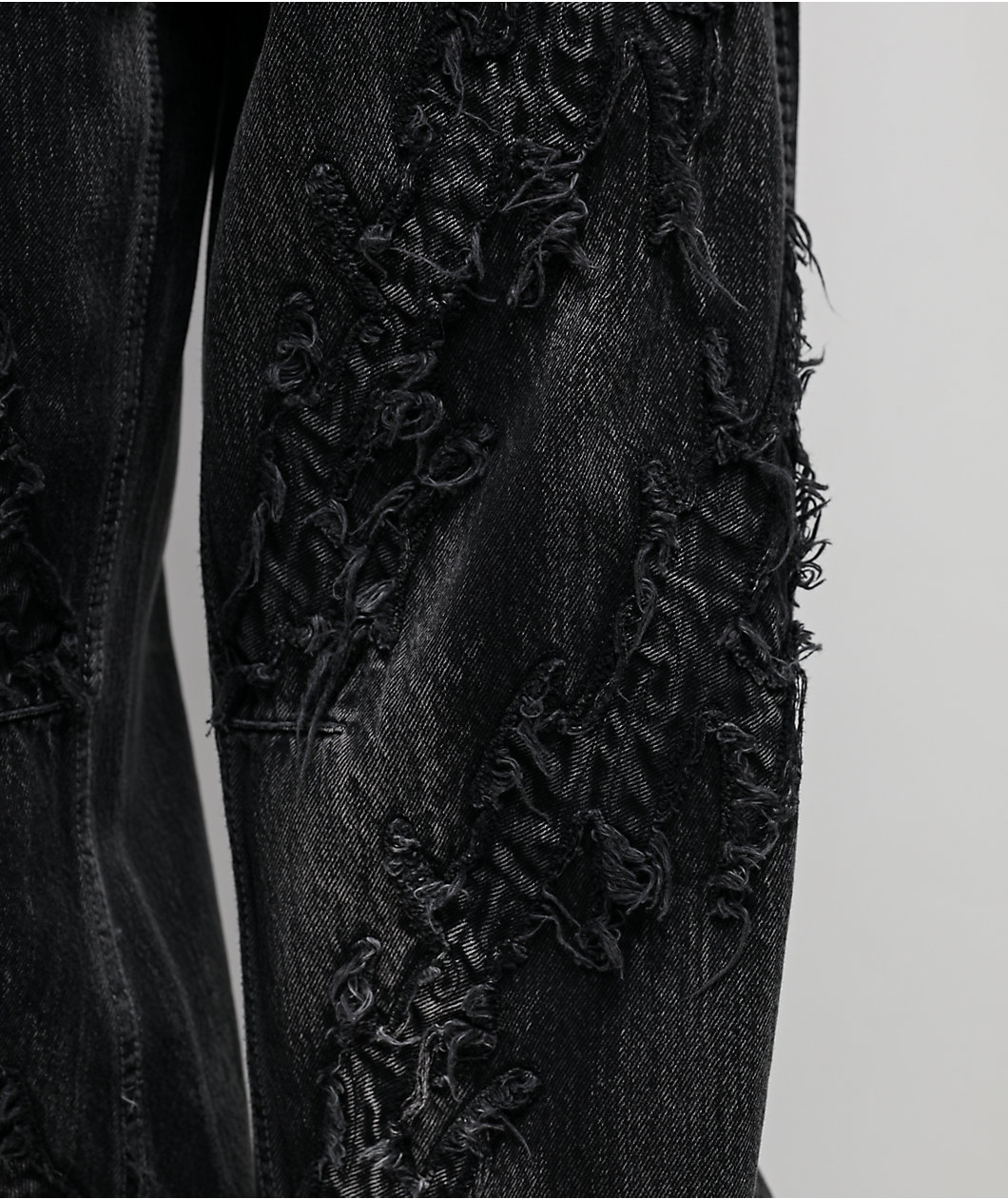 Vitriol Verona Applique Black Washed Wide Leg Jeans