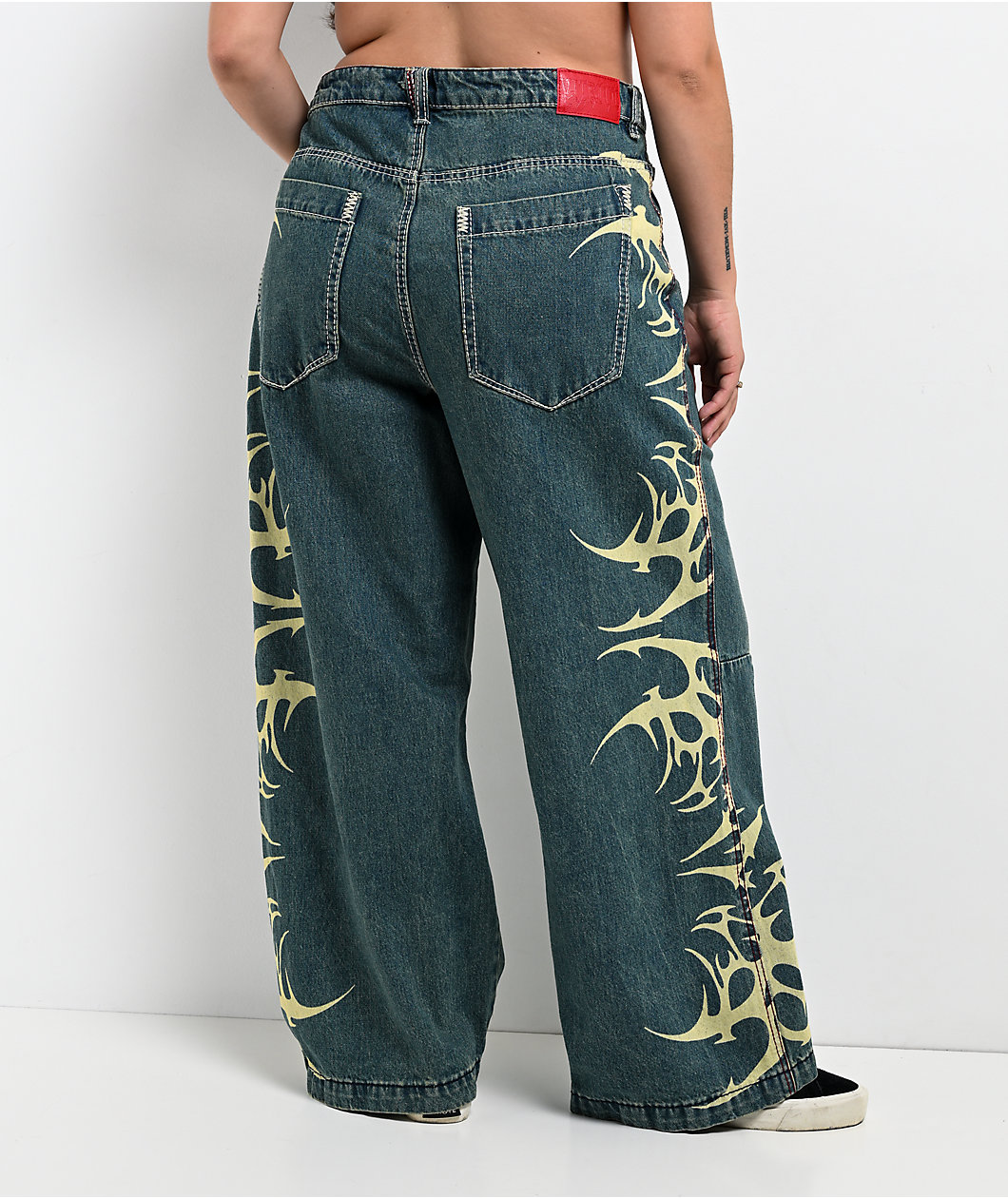 Vitriol Verona Bitten Blue Wash Wide Leg Jeans