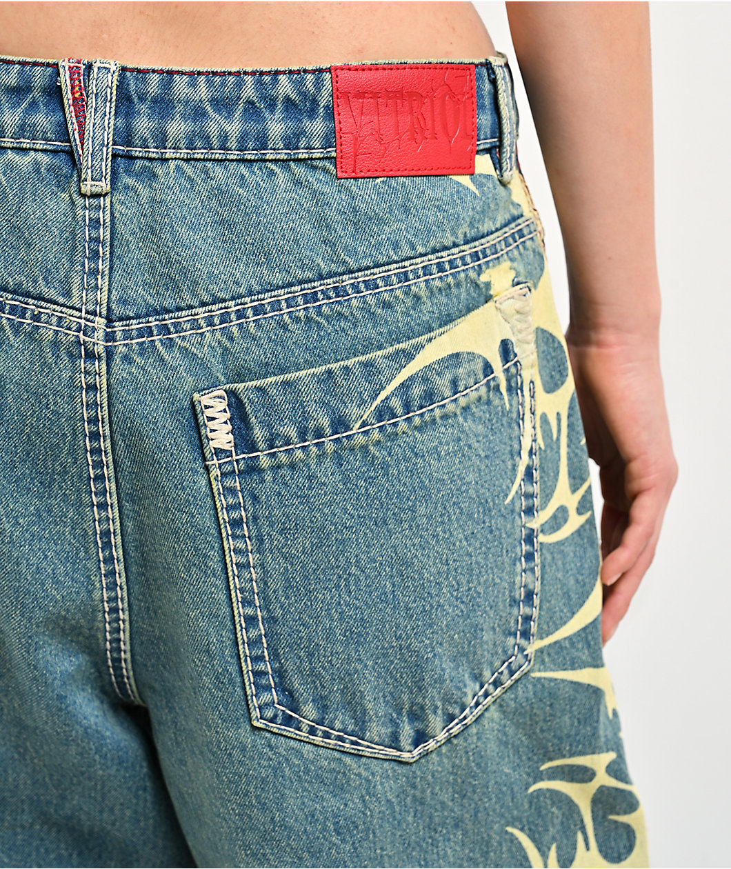 Vitriol Verona Bitten Blue Wash Wide Leg Jeans