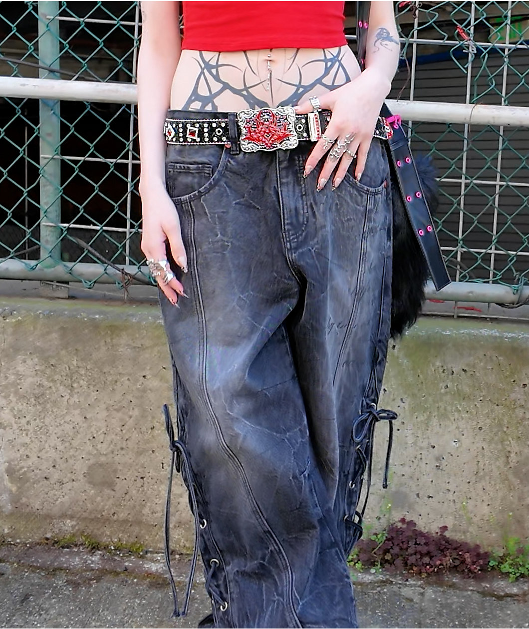 Vitriol Verona Tie Me Knot Black Wash Jeans