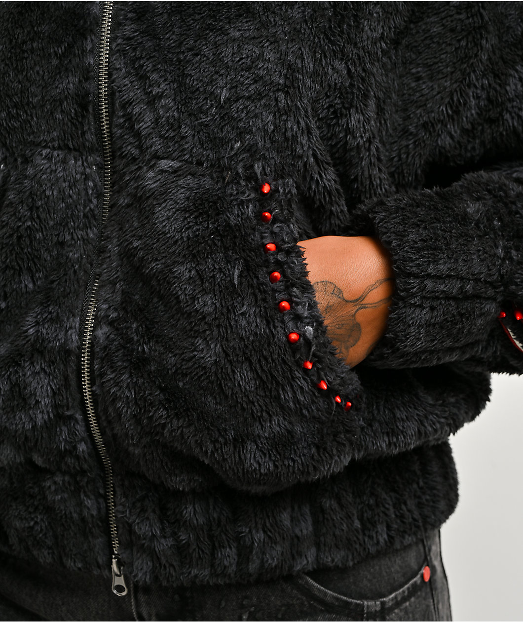 Vitriol Vesper Black Cheetah Oversized Plush Zip Hoodie