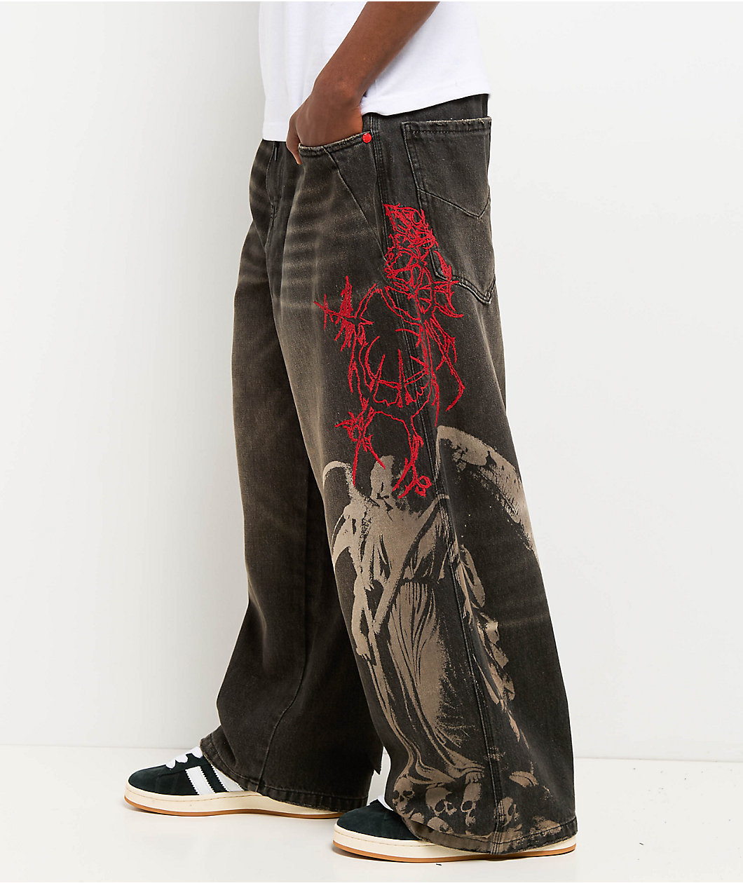 Vitriol Void Angel Black Wash Ultra Wide Leg Jeans