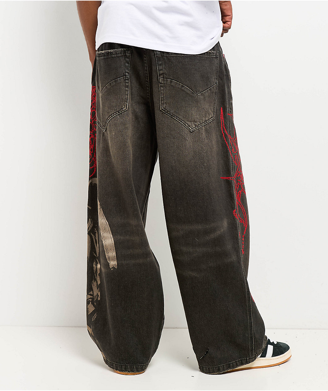 Vitriol Void Angel Black Wash Ultra Wide Leg Jeans