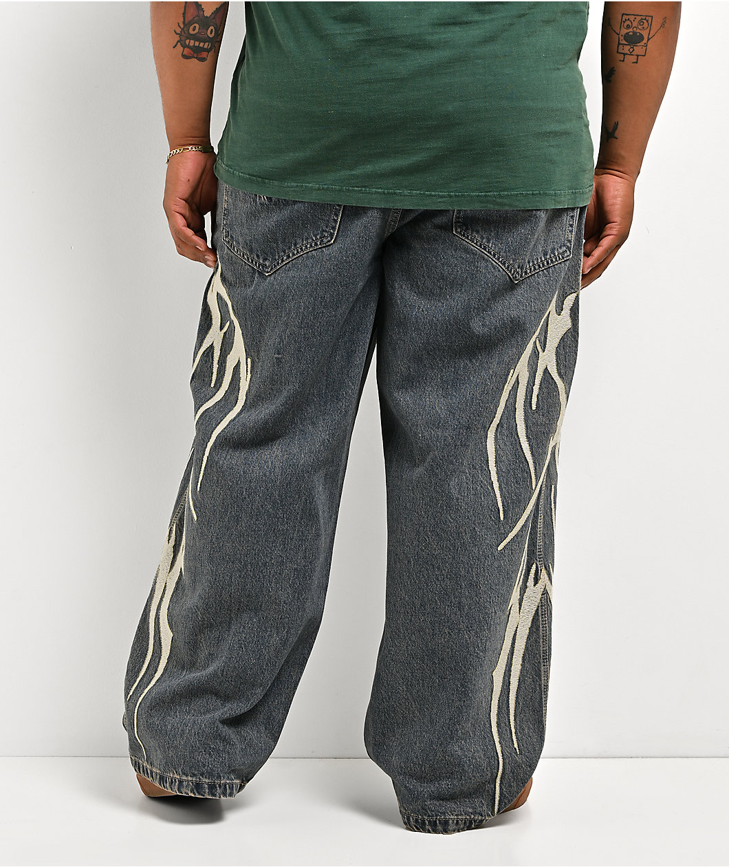 Vitriol Void Bones Blue Wash Ultra Wide Jeans