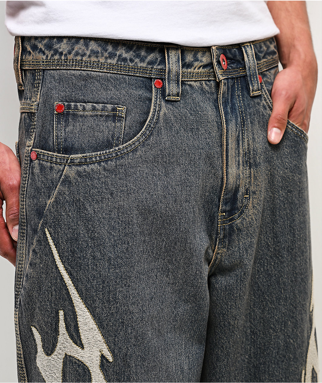 Vitriol Void Bones Blue Wash Ultra Wide Jeans
