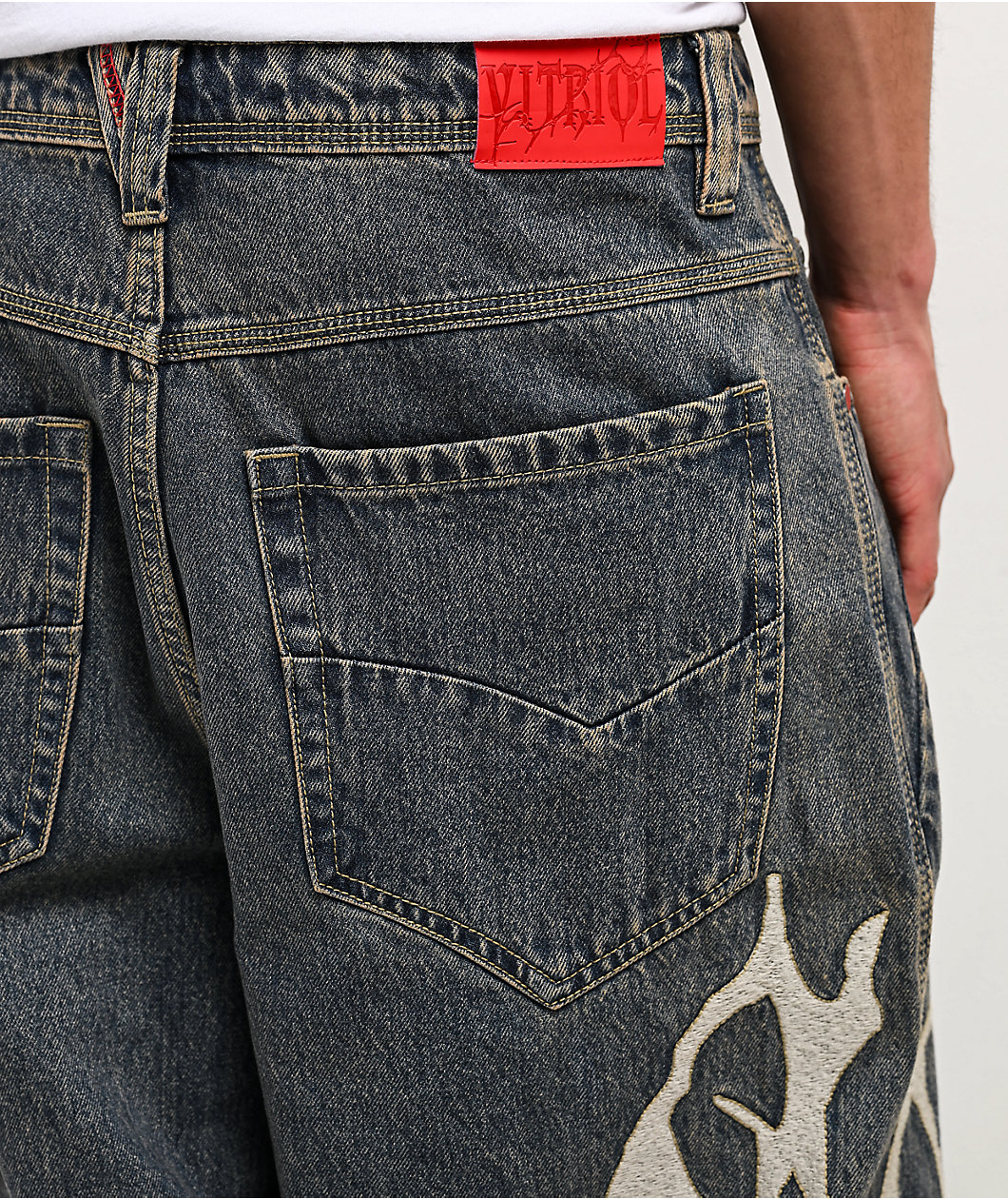 Vitriol Void Bones Blue Wash Ultra Wide Jeans