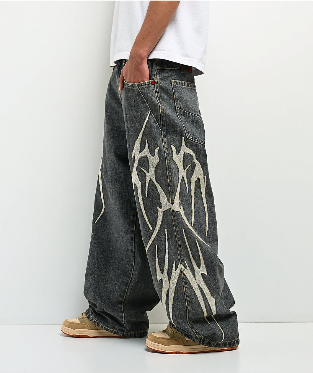 Vitriol Void Bones Blue Wash Ultra Wide Jeans