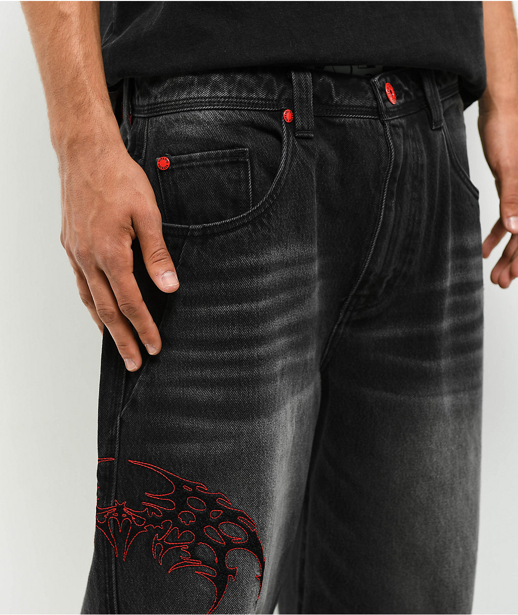 Vitriol Void Cryptic Ultra Wide Black Wash Denim Jeans