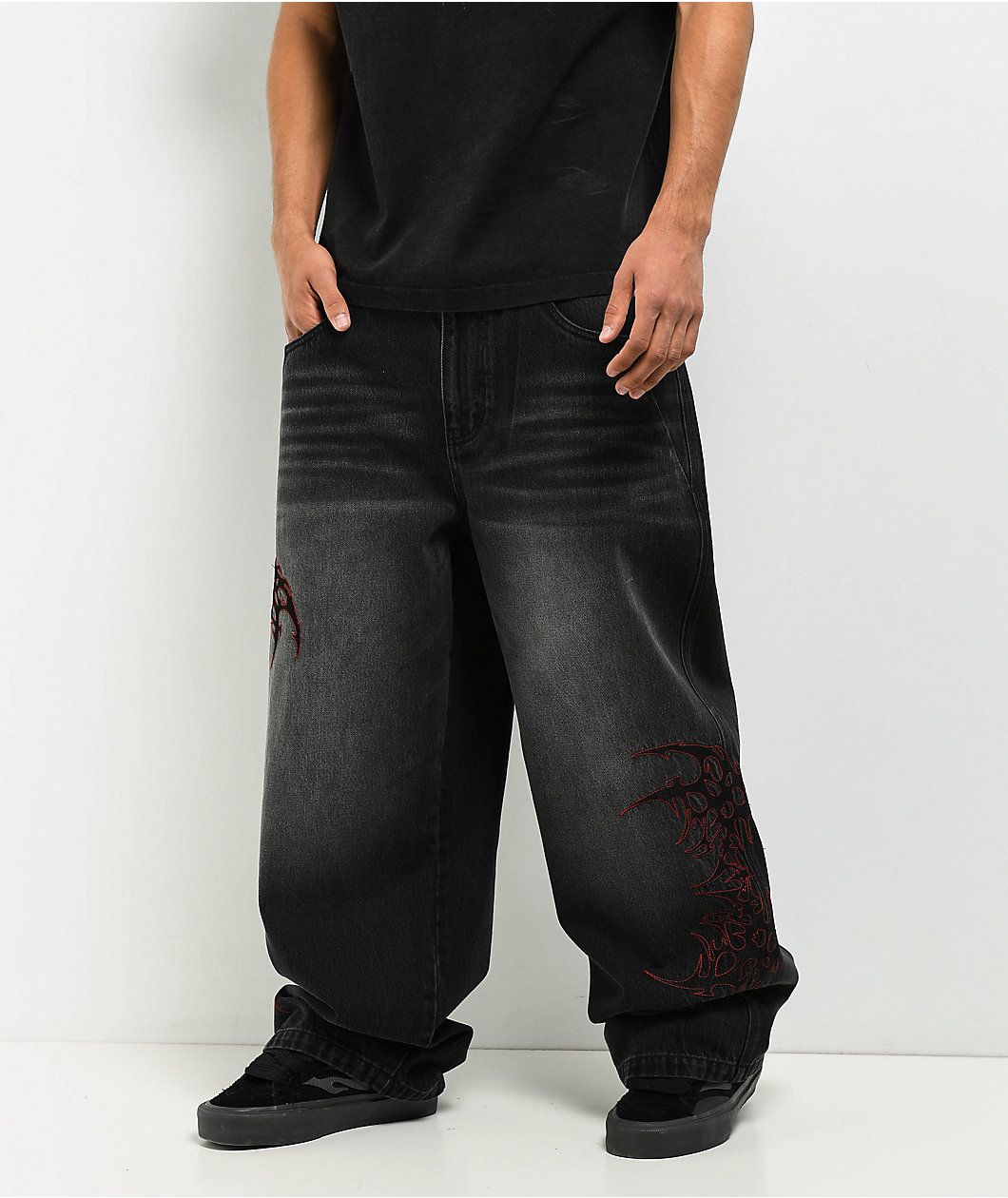 Vitriol Void Cryptic Ultra Wide Black Wash Denim Jeans
