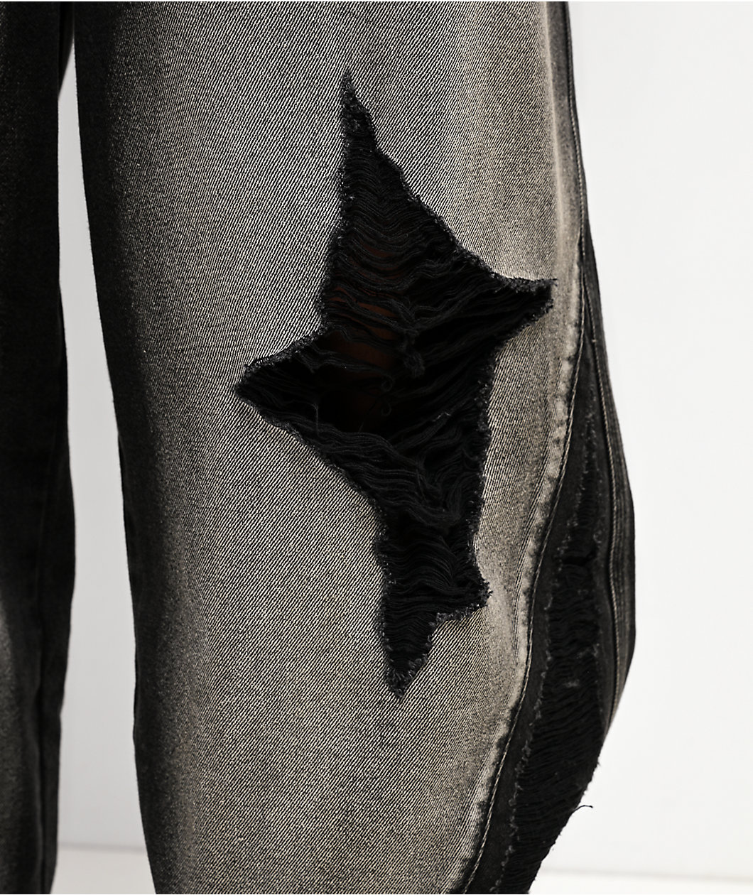 Vitriol Void Depth Distressed Black Wash Wide Leg Jeans