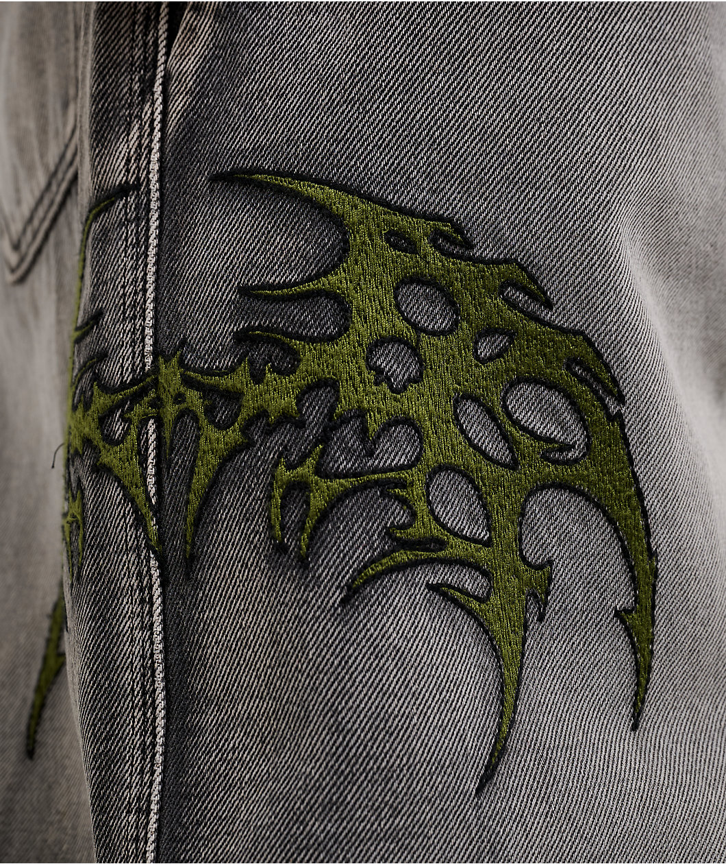 Vitriol Void Infect Grey Wash Ultra Wide Jeans