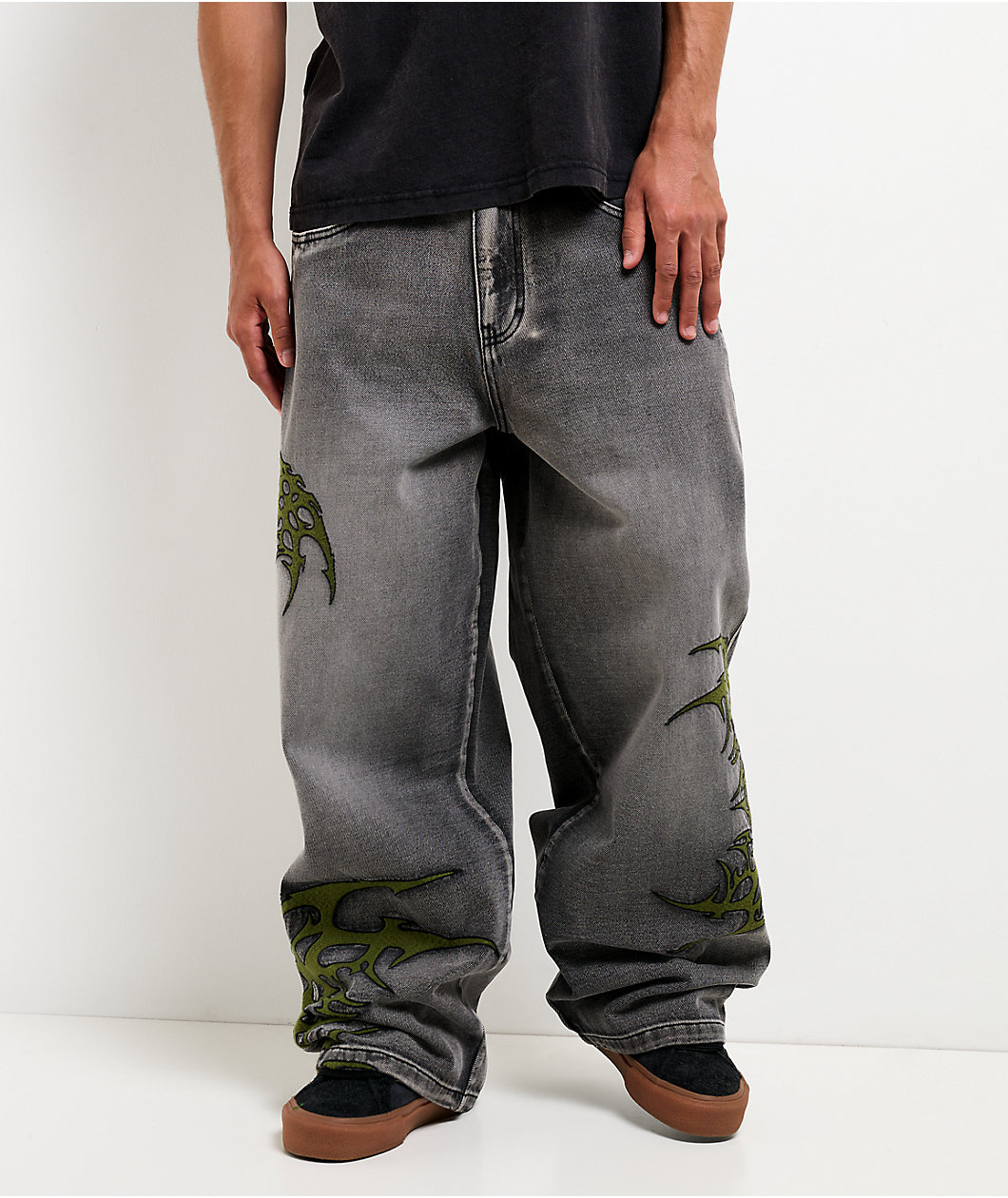 Vitriol Void Infect Grey Wash Ultra Wide Jeans