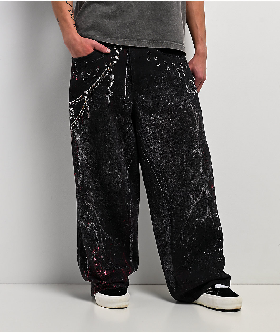 Vitriol Void Optical Black Printed Jeans
