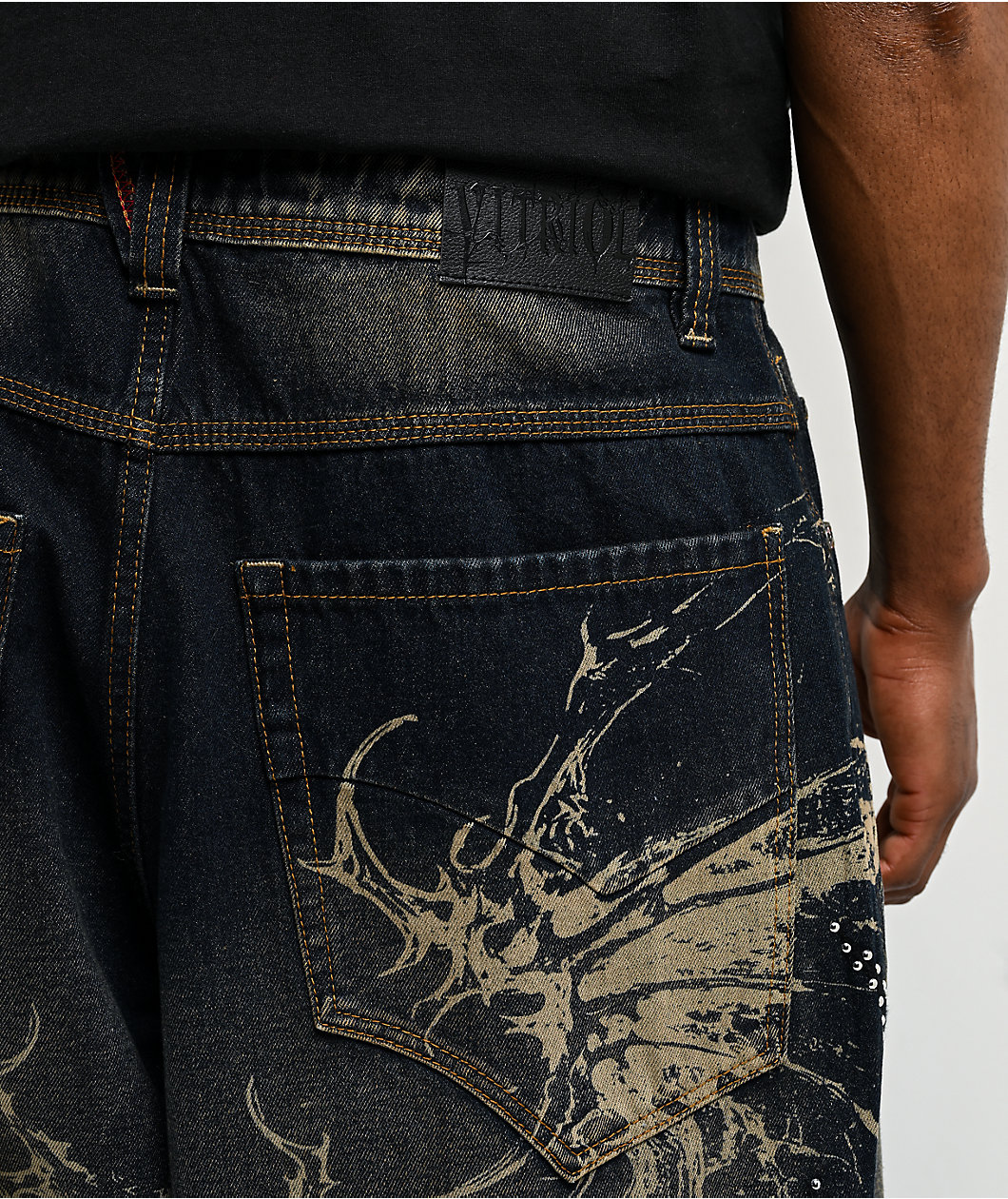 Vitriol Void Repent Dark Blue Wash Wide Leg Jeans