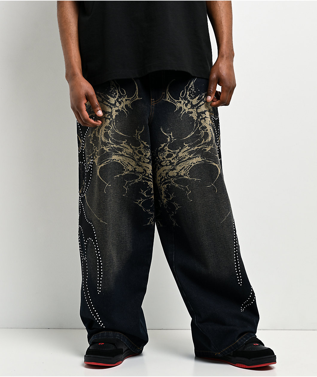 Vitriol Void Repent Dark Blue Wash Wide Leg Jeans