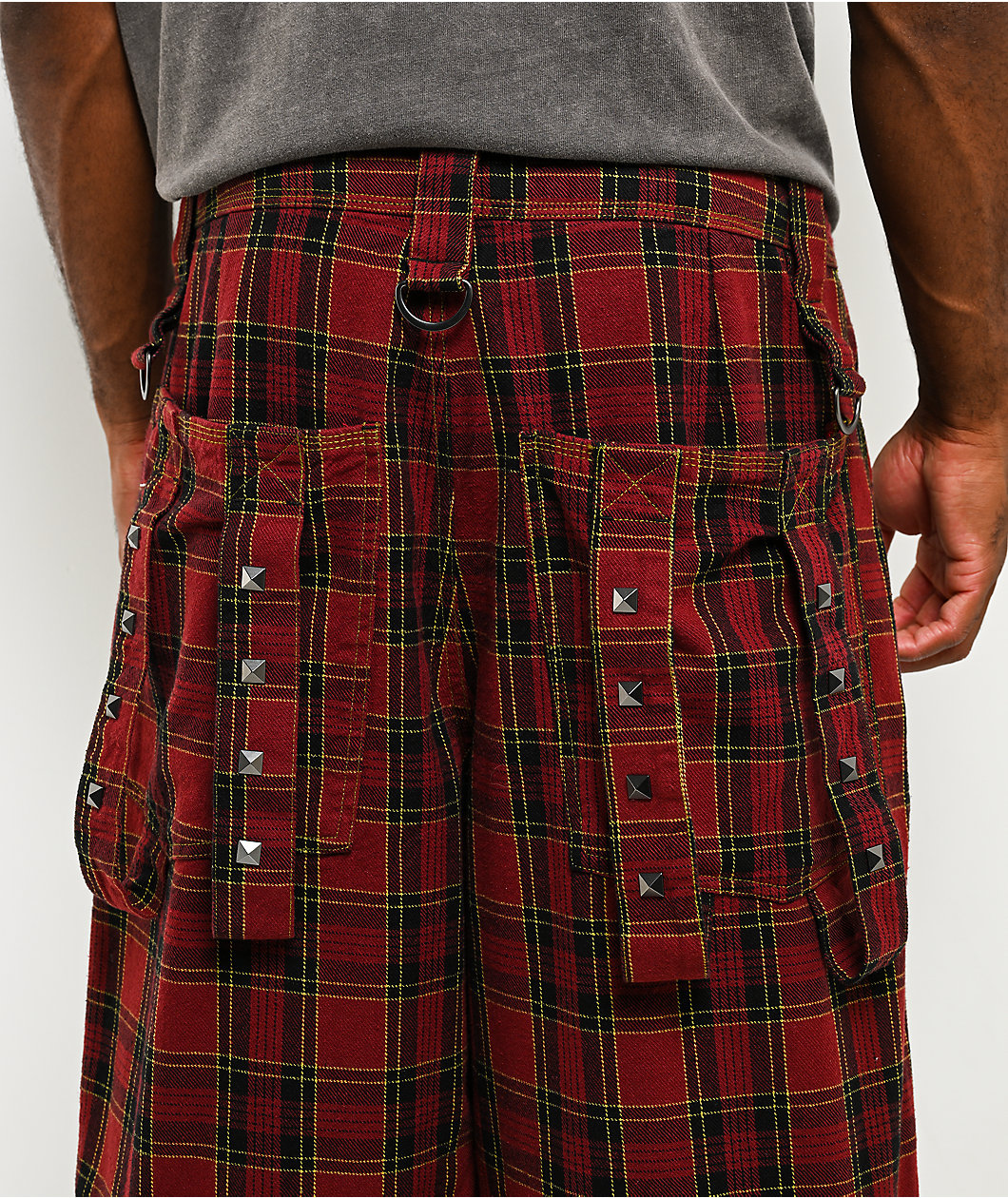 Vitriol Void Restraints Red Plaid Ultra Wide Cargo Pants