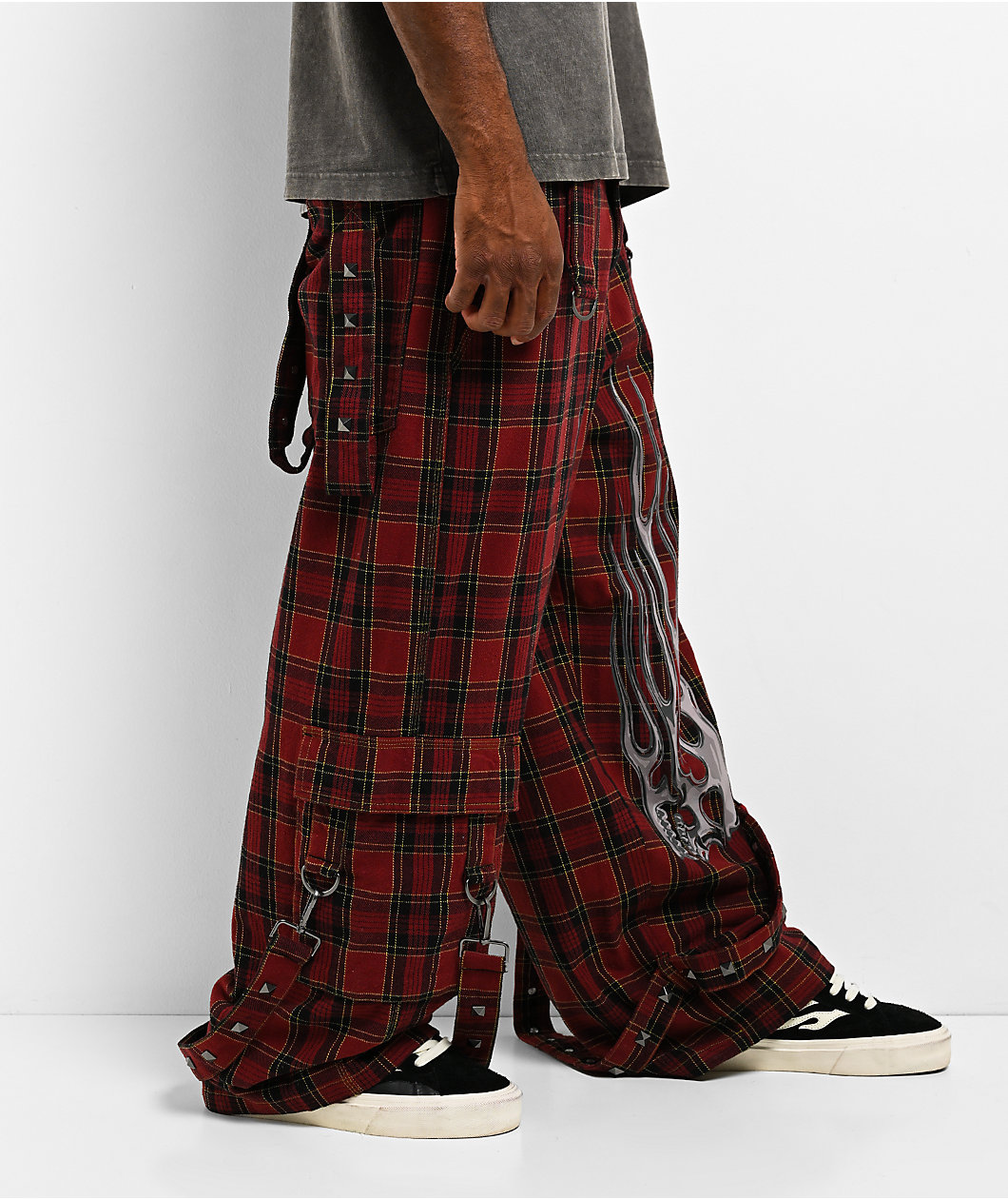 Vitriol Void Restraints Red Plaid Ultra Wide Cargo Pants