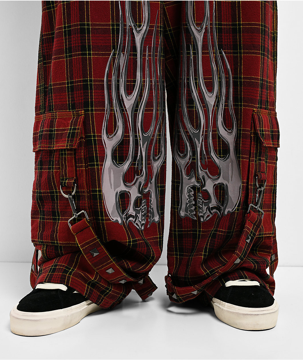 Vitriol Void Restraints Red Plaid Ultra Wide Cargo Pants