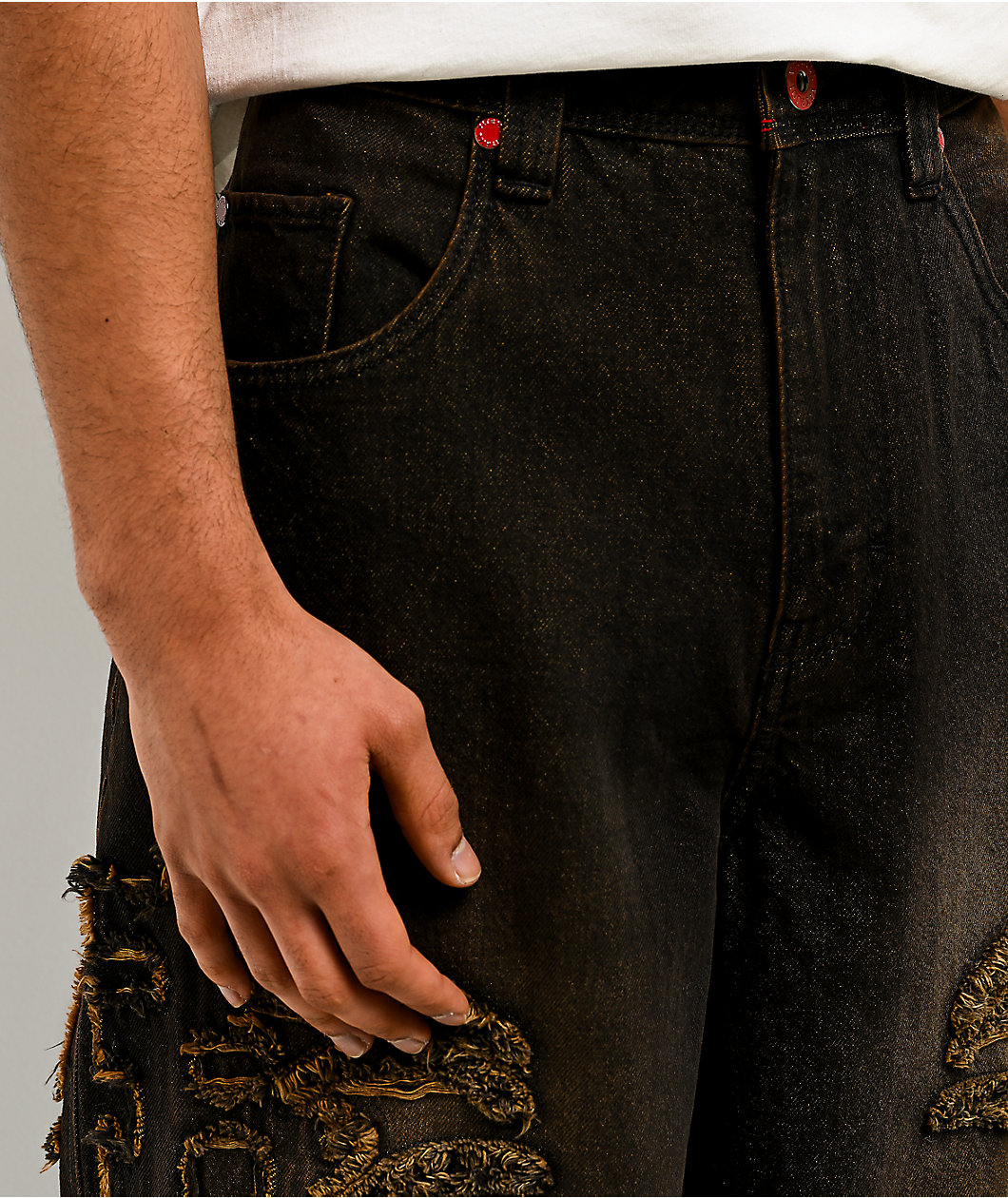 Vitriol Void Singe Brown Wash Ultra Wide Leg Jeans