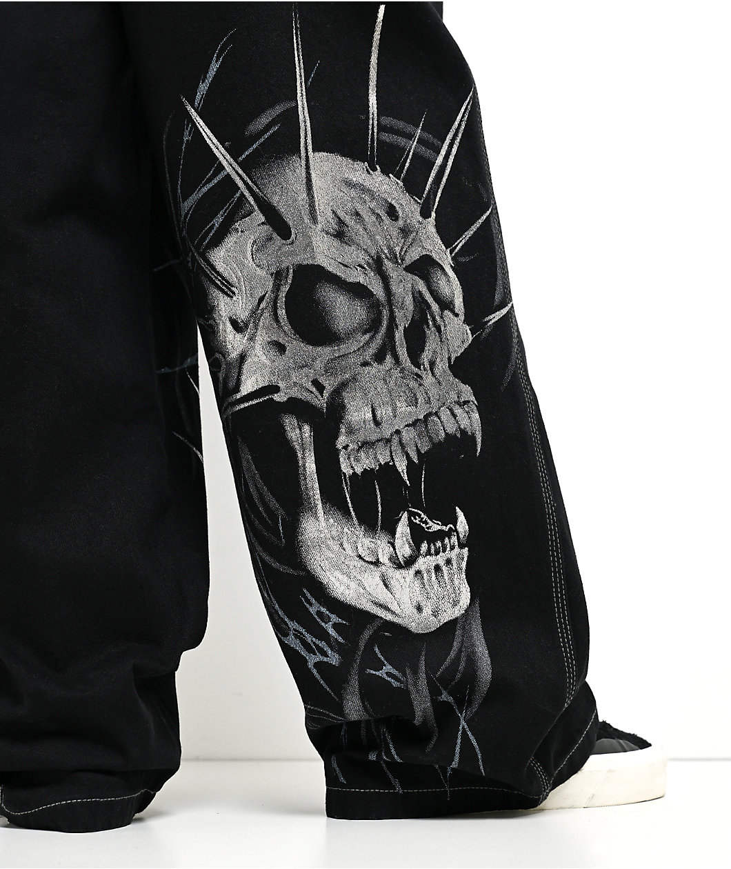 Vitriol Void Skull Black Ultra Wide Jeans