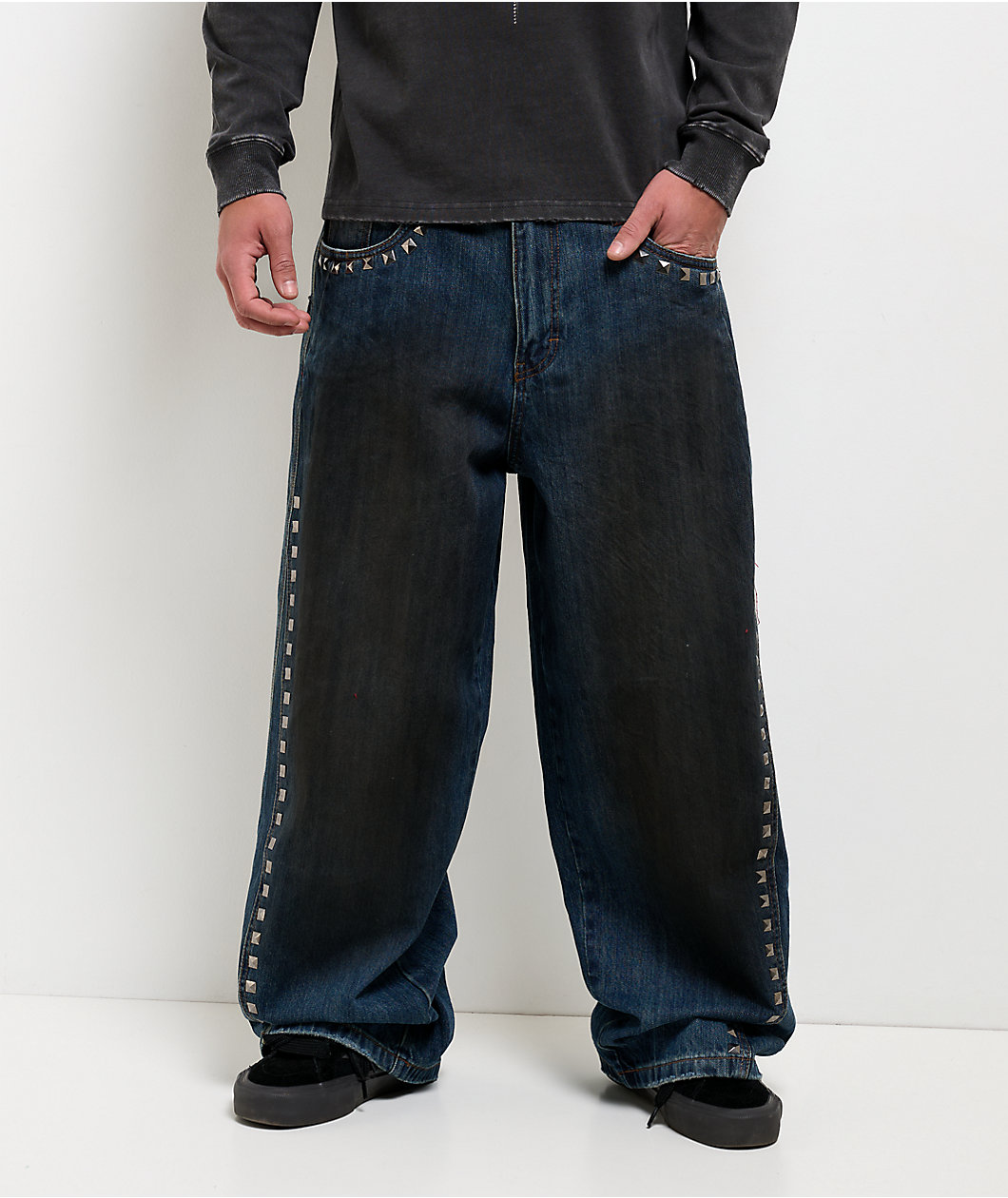Vitriol Void Spill Blue Wash Ultra Wide Leg Jeans