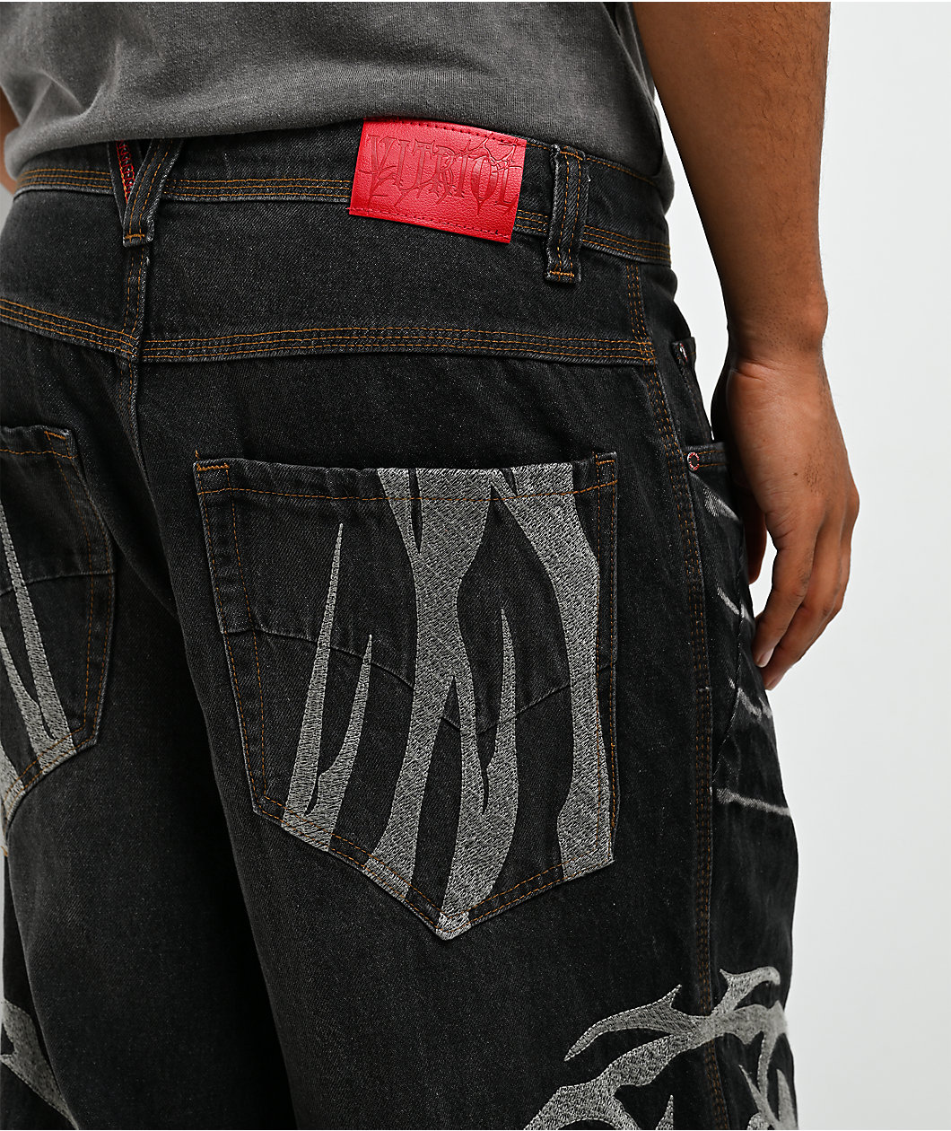 Vitriol Void Vein Black Wash Ultra Wide Jeans
