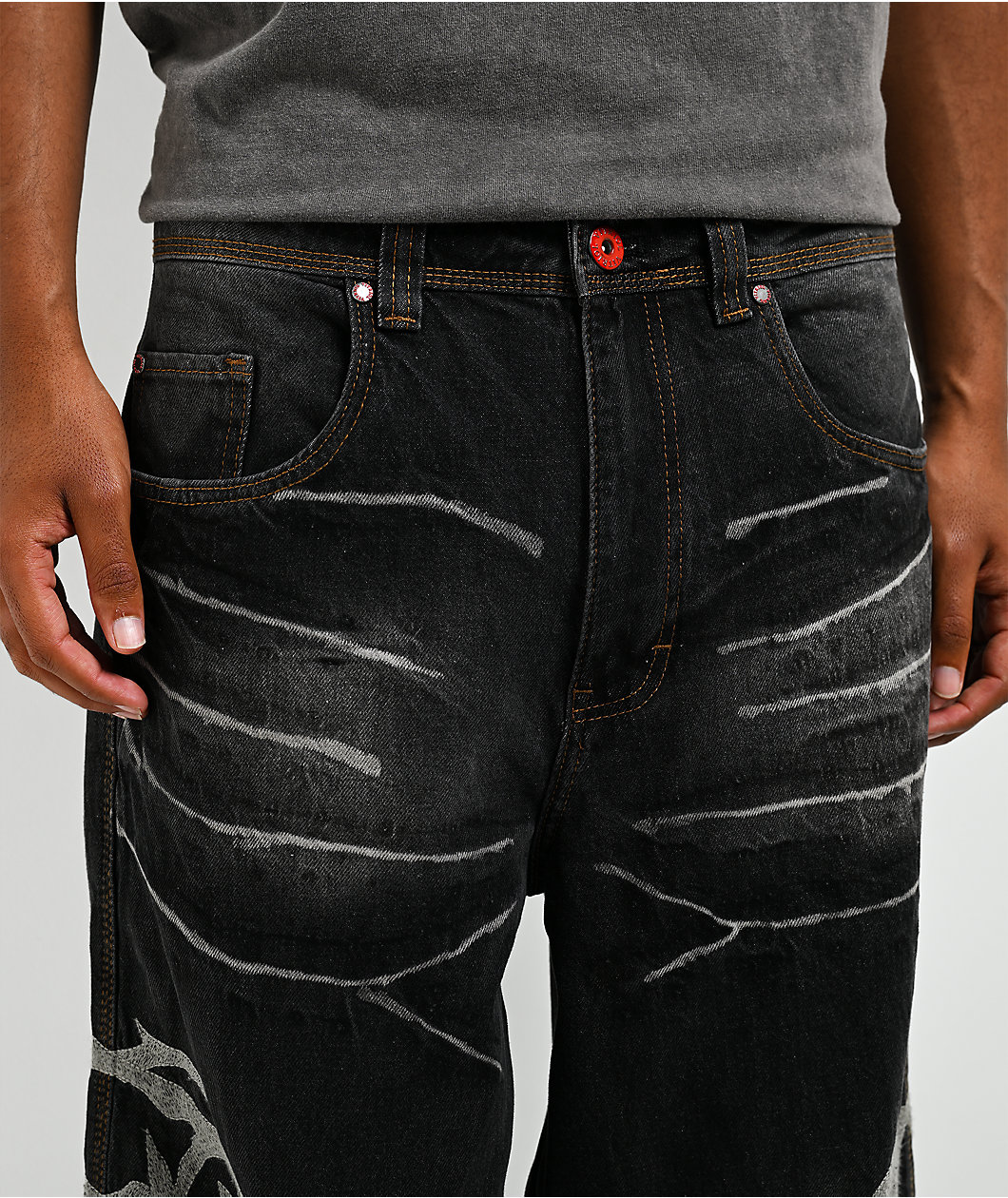 Vitriol Void Vein Black Wash Ultra Wide Jeans