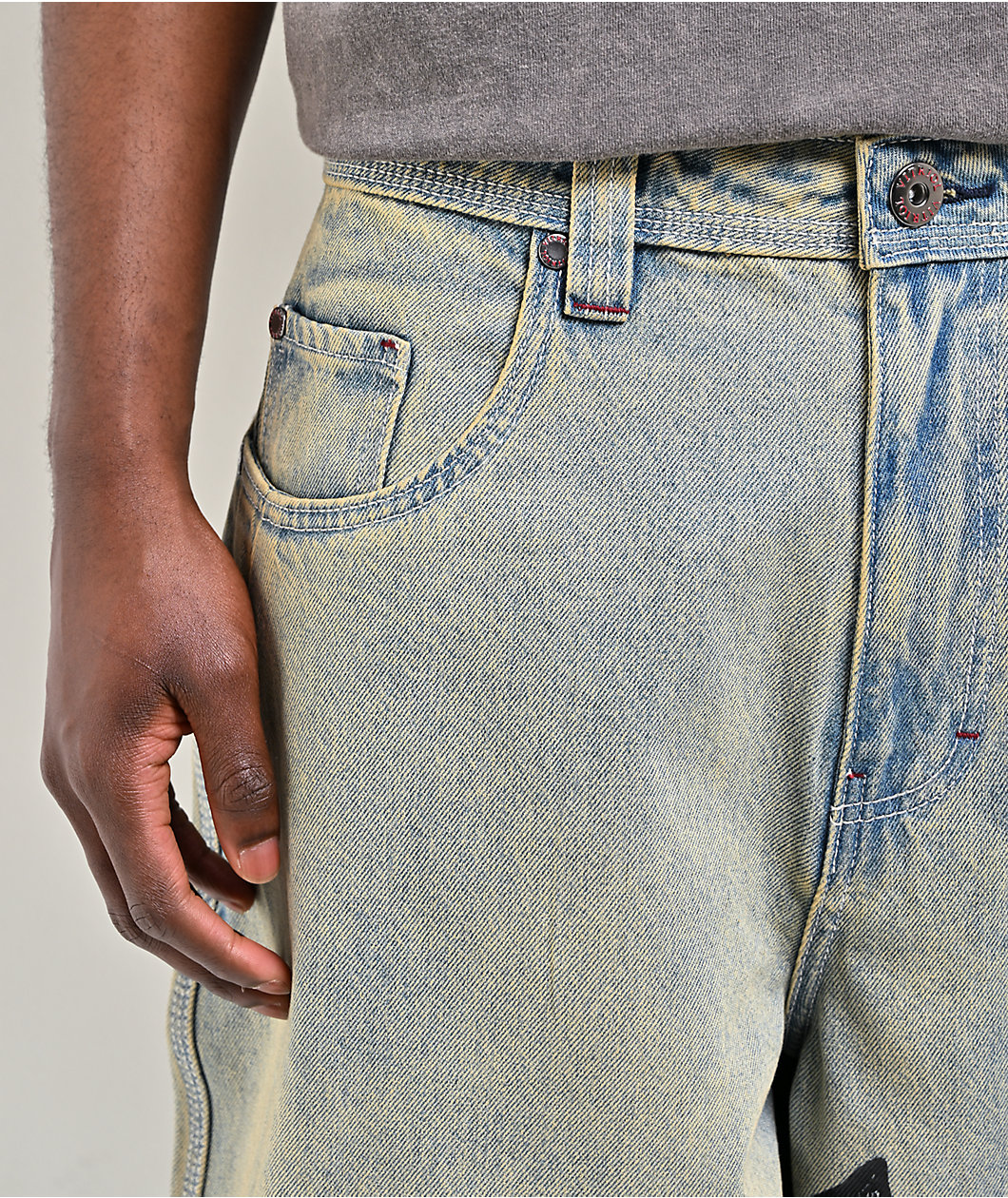 Vitriol Void Wrecked Light Blue Wash Ultra Wide Jeans