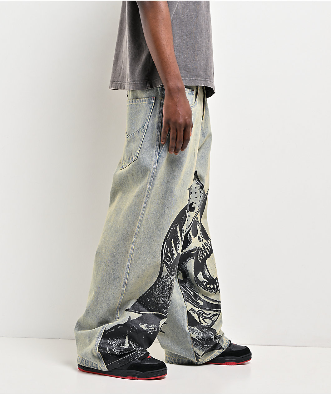 Vitriol Void Wrecked Light Blue Wash Ultra Wide Jeans