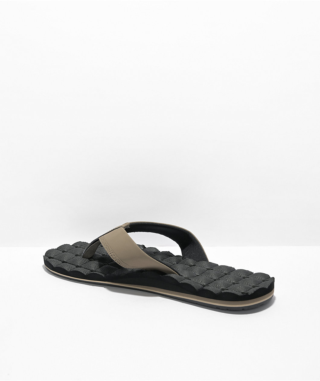 Volcom Recliner Khaki & Black Leather Sandals