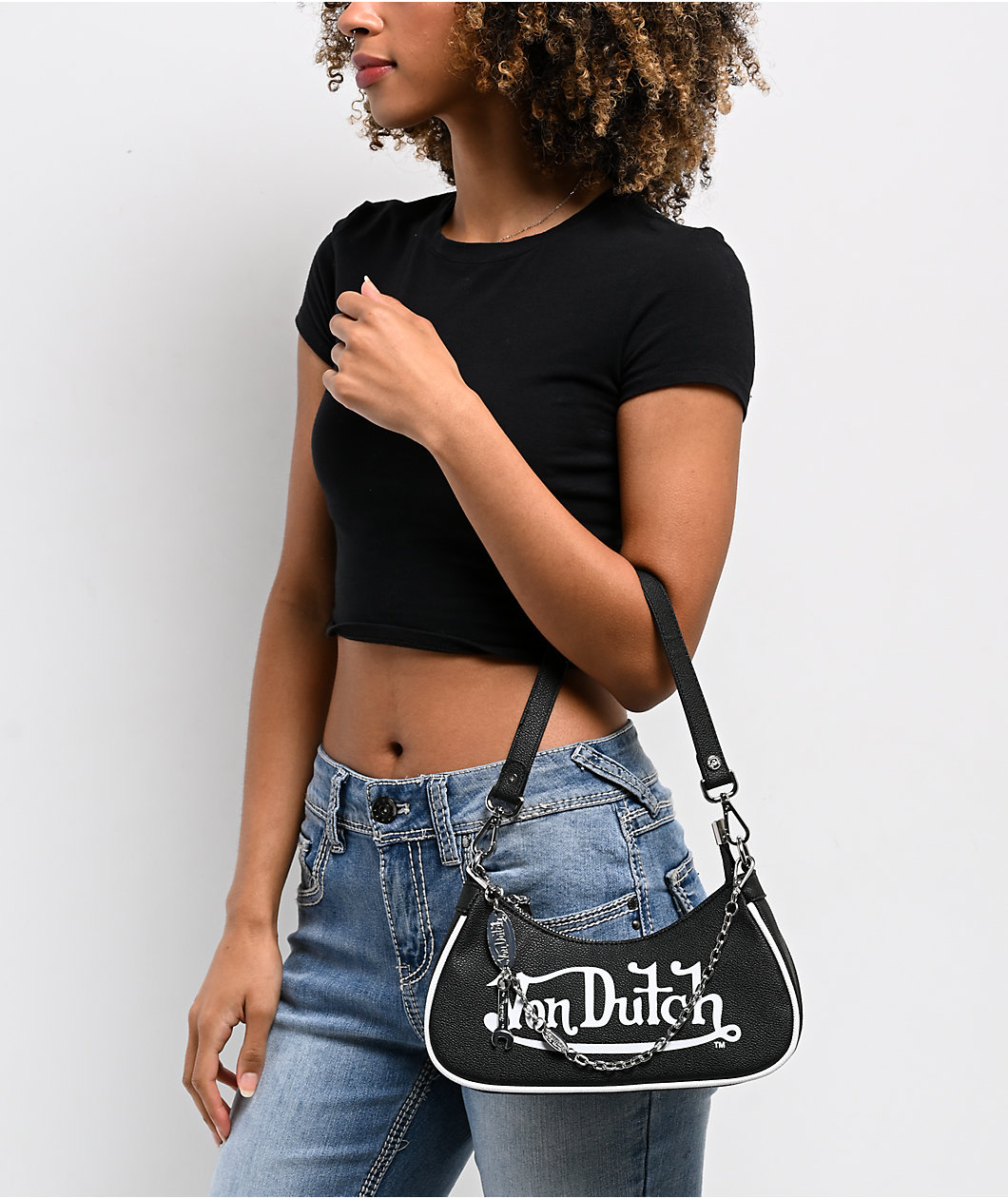 Von Dutch Black & White Shoulder Bag