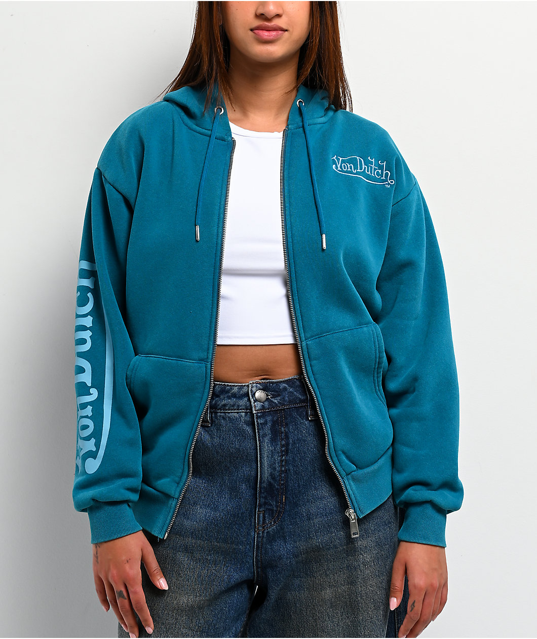Von Dutch Blue Wash Zip Hoodie
