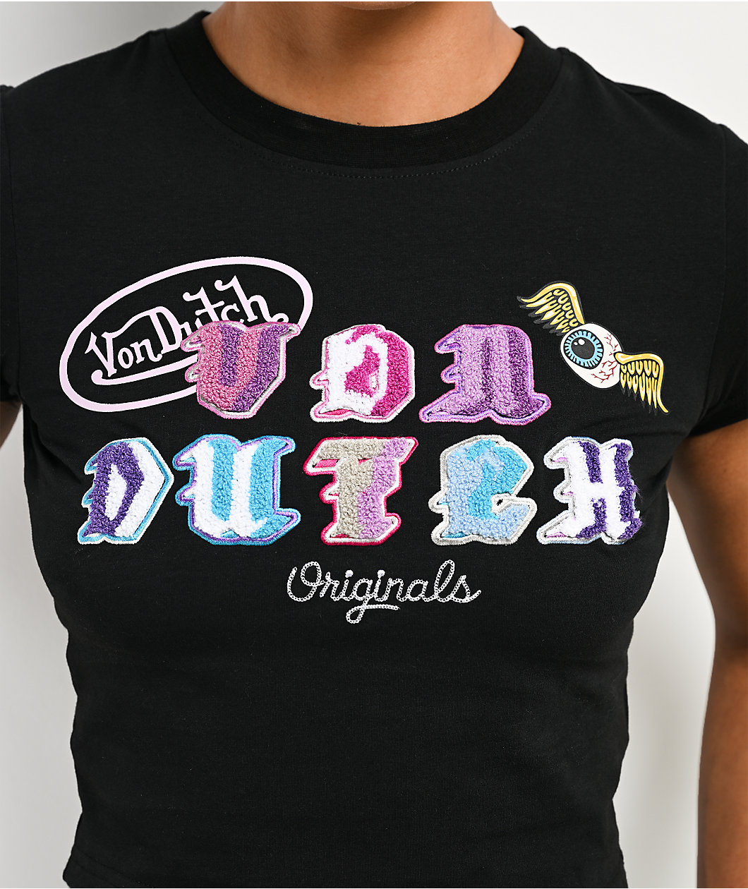 Von Dutch Chenille Black Crop T-Shirt