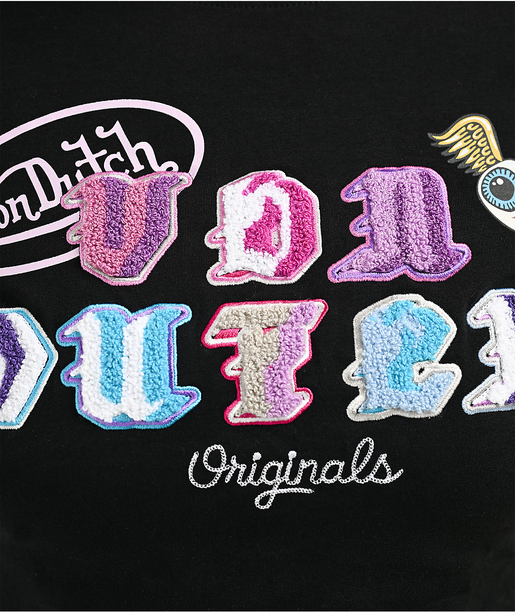 Von Dutch Chenille Black Crop T-Shirt