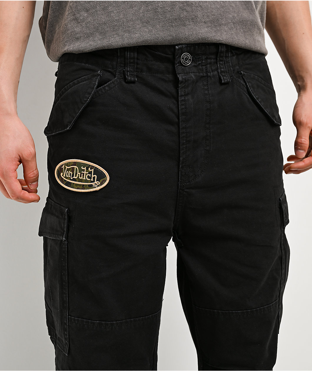 Von Dutch Commander Black Cargo Pants