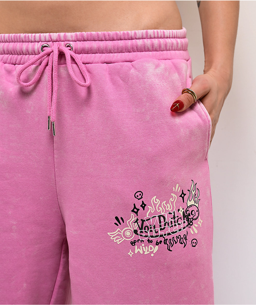 Von Dutch Cyclamen Pink Wash Wide Leg Sweatpants