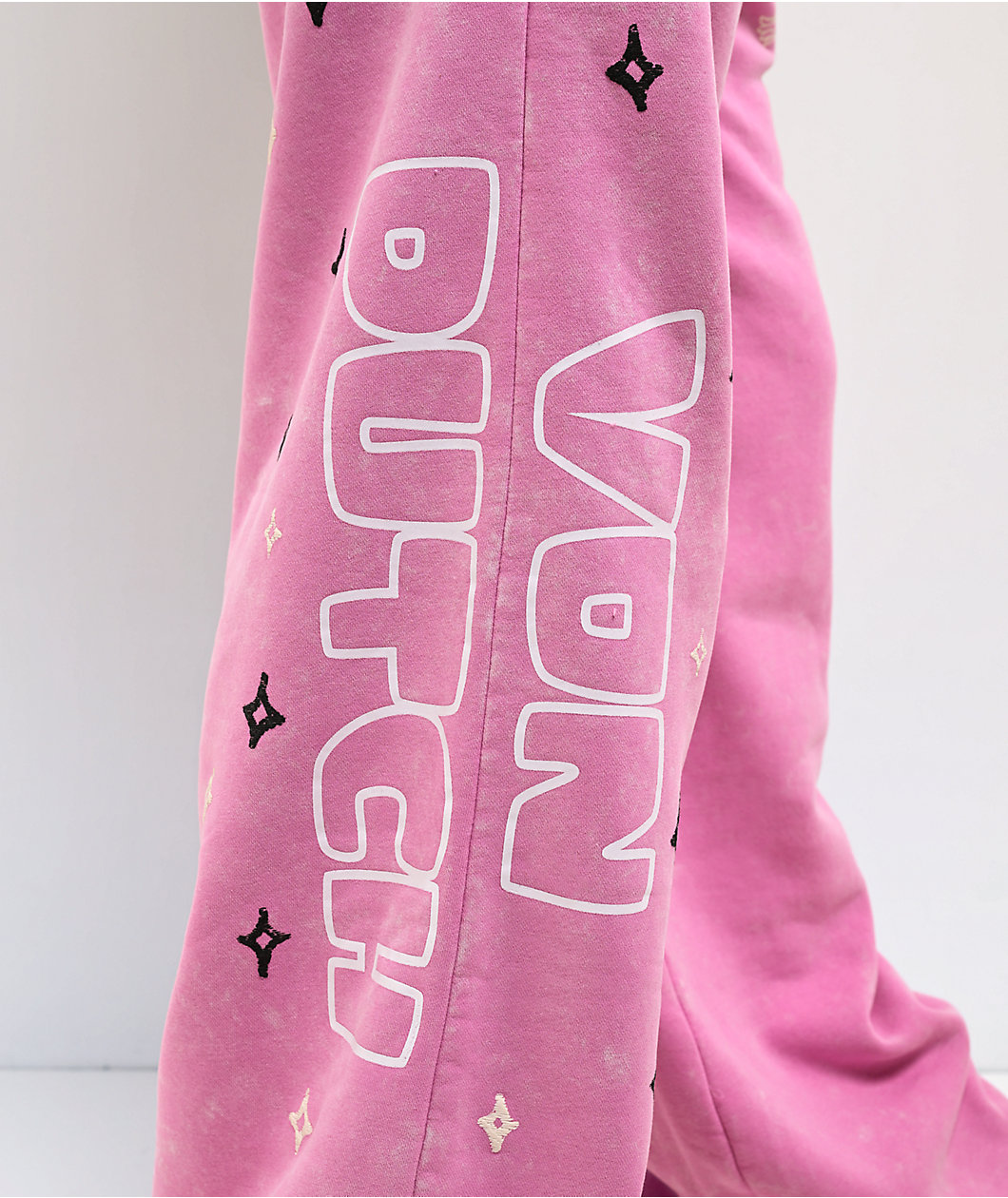 Von Dutch Cyclamen Pink Wash Wide Leg Sweatpants