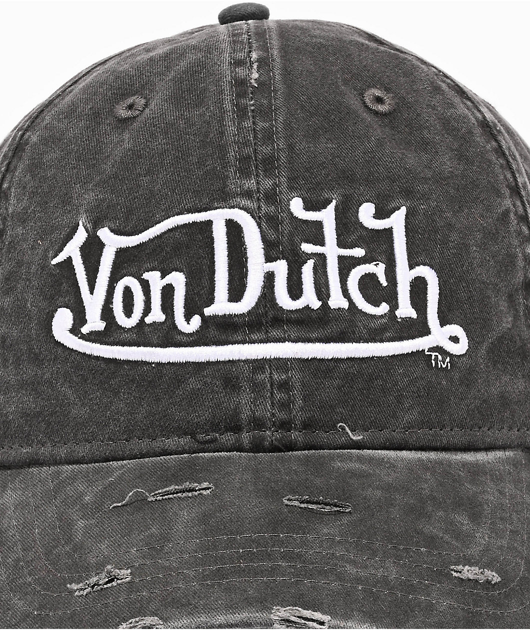 Von Dutch Cycled Washed Black Strapback Hat