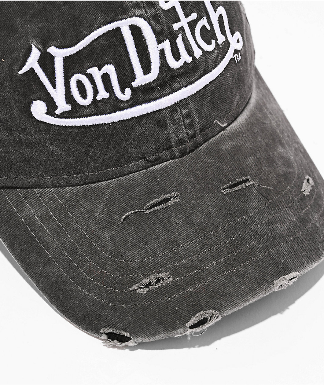 Von Dutch Cycled Washed Black Strapback Hat