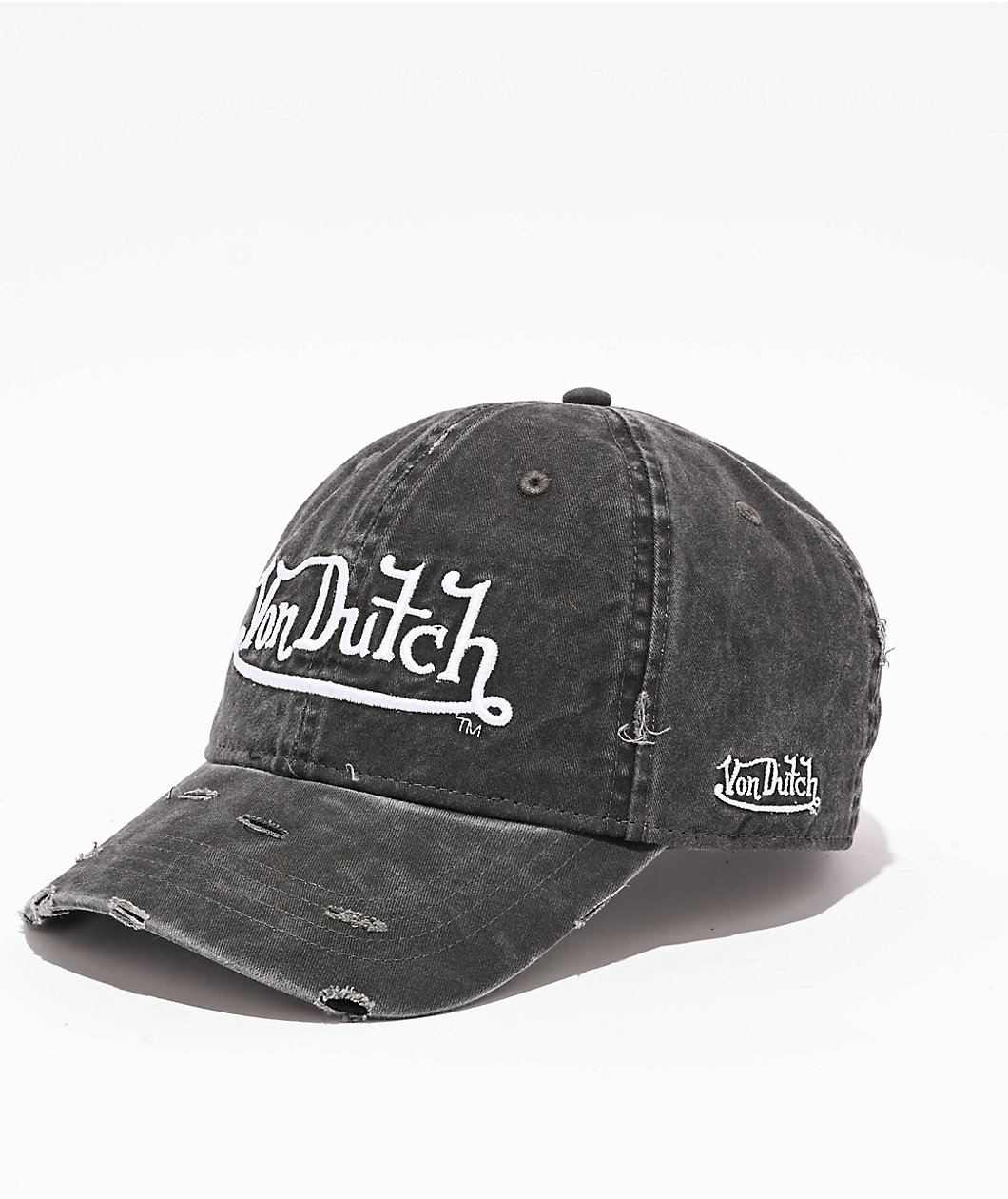 Von Dutch Cycled Washed Black Strapback Hat