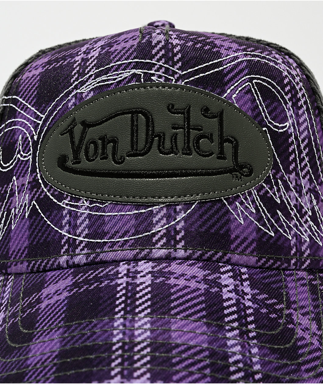 Von Dutch Elbow Patch Purple Corduroy Trucker Hat