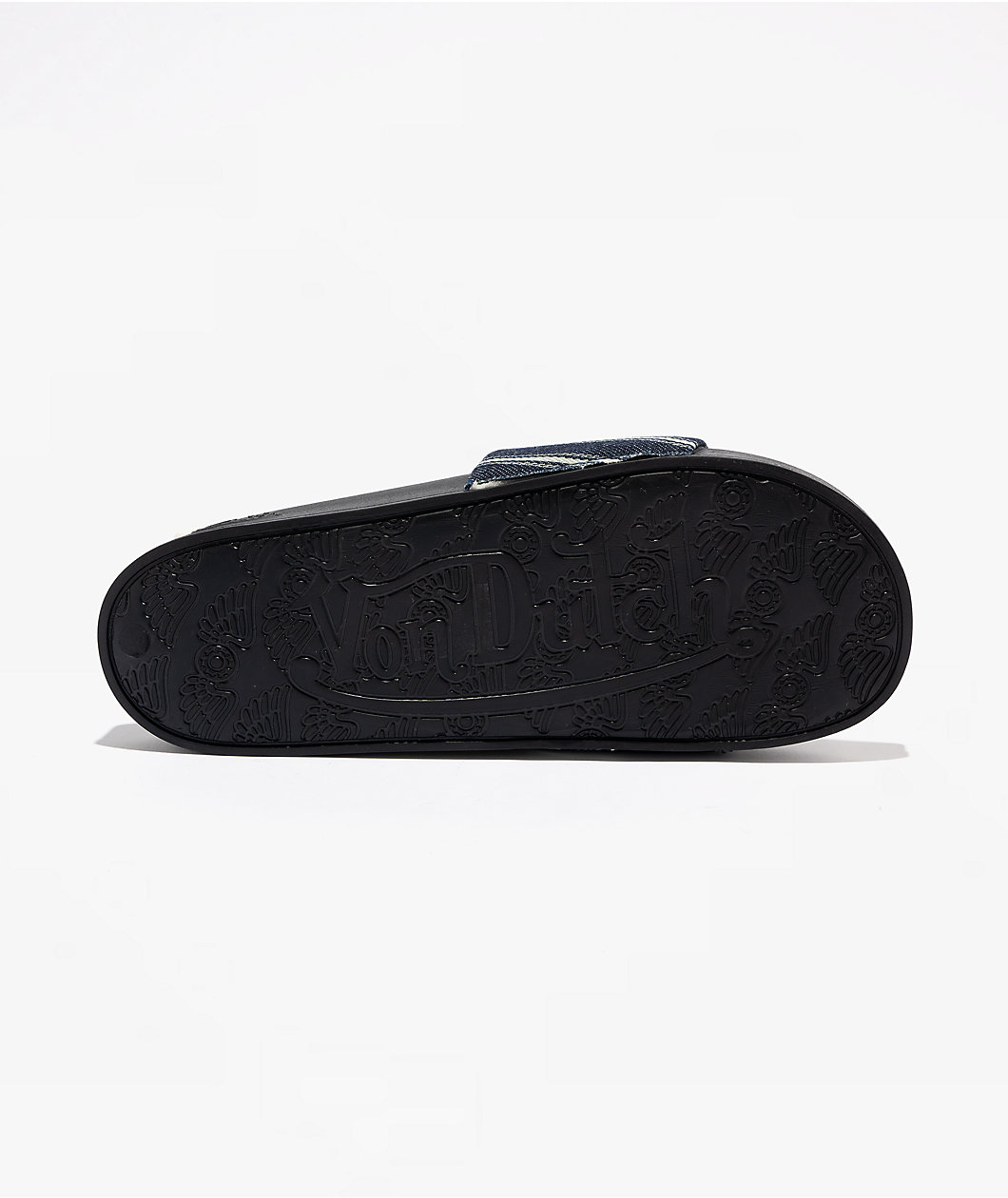 Von Dutch Gridlock Black & Navy Slide Sandals