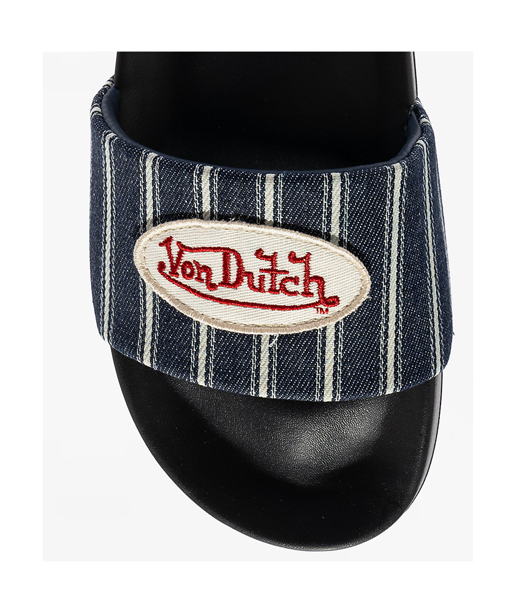 Von Dutch Gridlock Black & Navy Slide Sandals