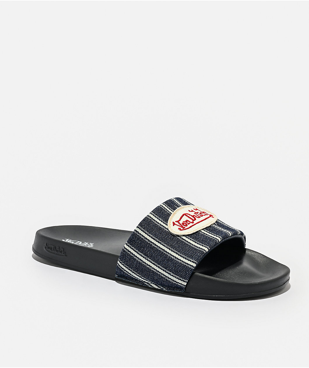 Von Dutch Gridlock Black & Navy Slide Sandals